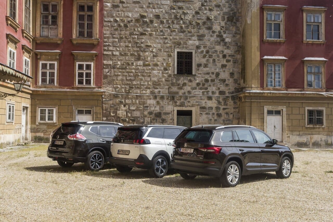 Duell der Familien SUV: Wie schlägt sich der brandneue Peugeot 5008 gegen den frischen Skoda Kodiaq und den ausgereiften Nissan X-Trail?